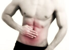 Abdominal pain with the damage of the dominant